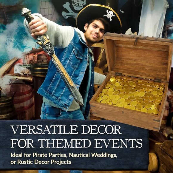 Handmade Pirate Treasure Chest for Kids Prizes & Classroom with Lock and Skeleto - Picture 7 of 8